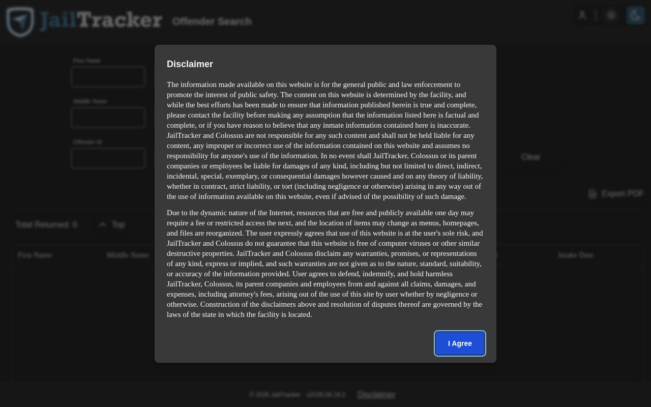 Three Forks JailTracker Estill County roster search fields