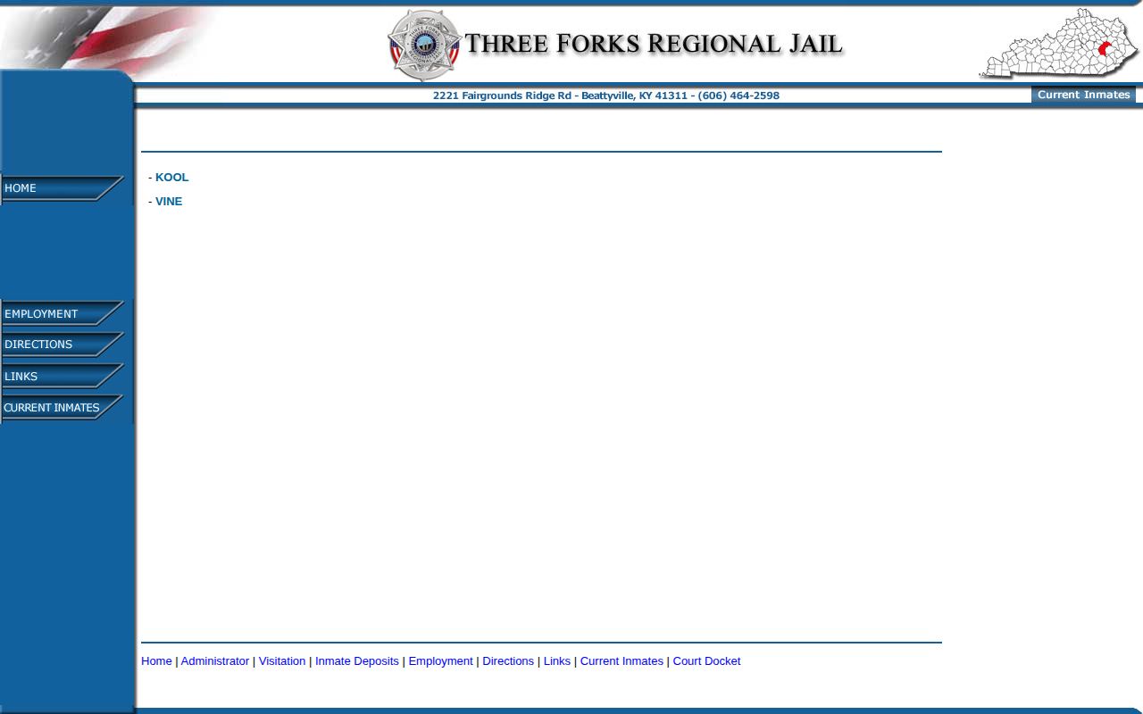 Three Forks Regional Jail links to Estill County custody notification records