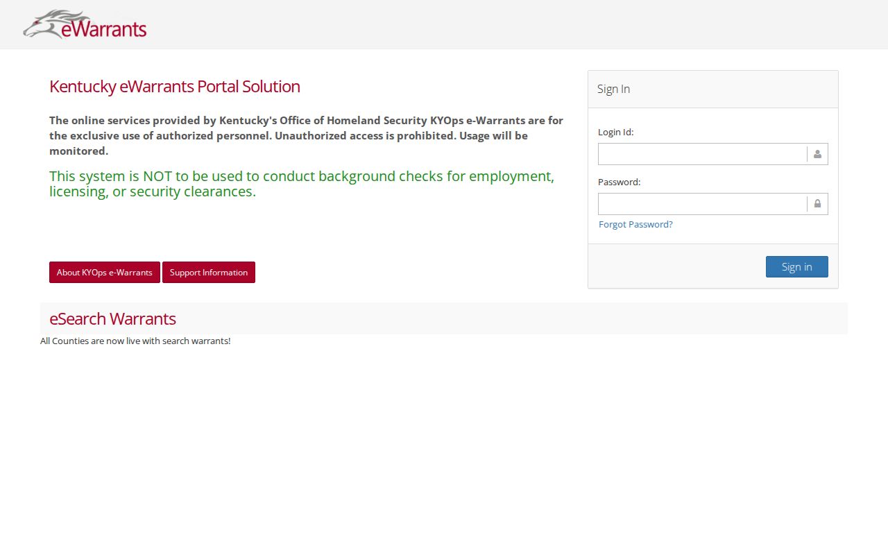 Estill County warrant record eWarrants authorization login